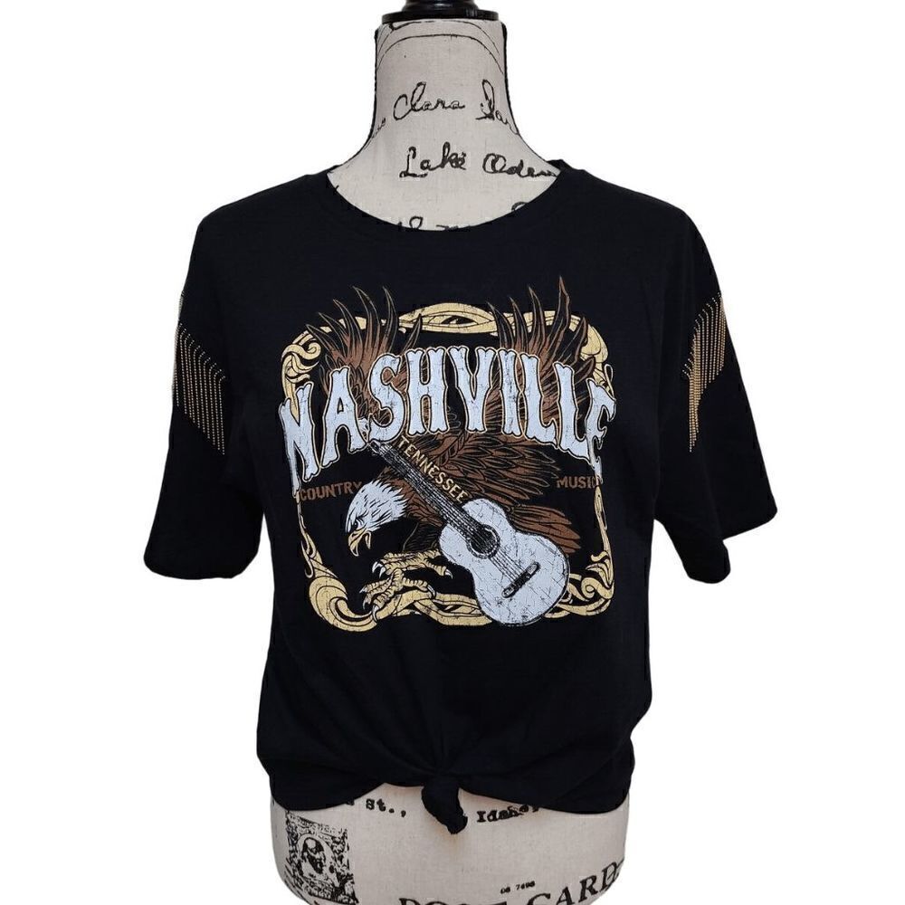 🦅🎸 Nashville Country Music Cowgirl Fringe Tie Concert T-shirt Tee Top M NWT